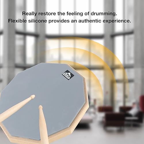 Miniatura 4 de EASTROCK Tambor de práctica, almohadilla silenciosa de doble cara de 12 pulgadas, tambor de goma con baquetas y bolsa de almacenamiento para