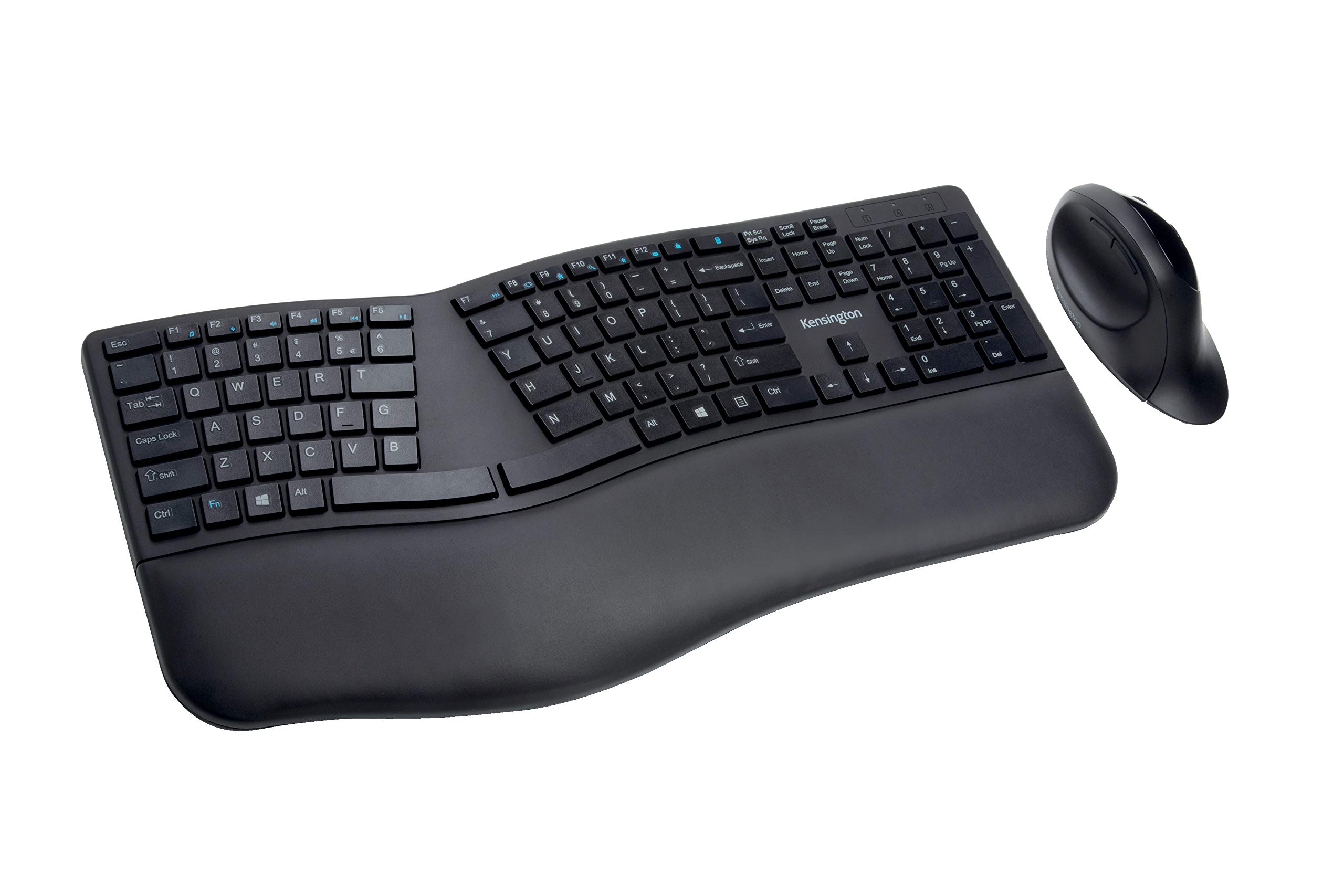 Kensington Set con Tastiera & Mouse Wireless Ergonomici ProFit Ergo, Tastiera Divisa con Layout Italiano, Mouse Ergo, Doppia Funzionalità, 2.4 GHz&Bluetooth, per Chrome OS, macOS e Windows K75406IT