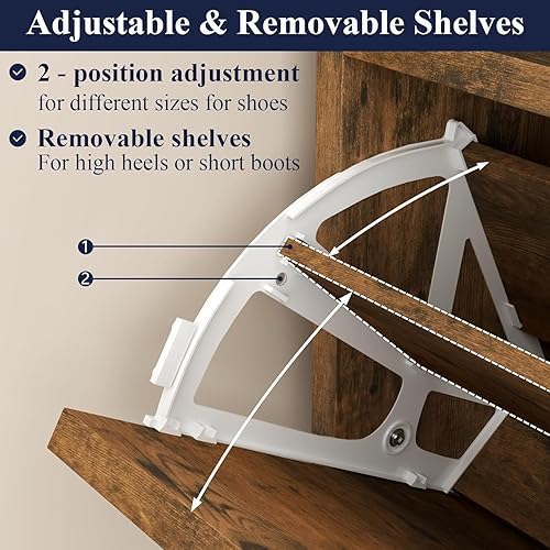 Vista 3 de Armario de almacenamiento de zapatos para entrada, organizador de zapatos independiente con 2 cajones abatibles, armario oculto delgado y estrecho