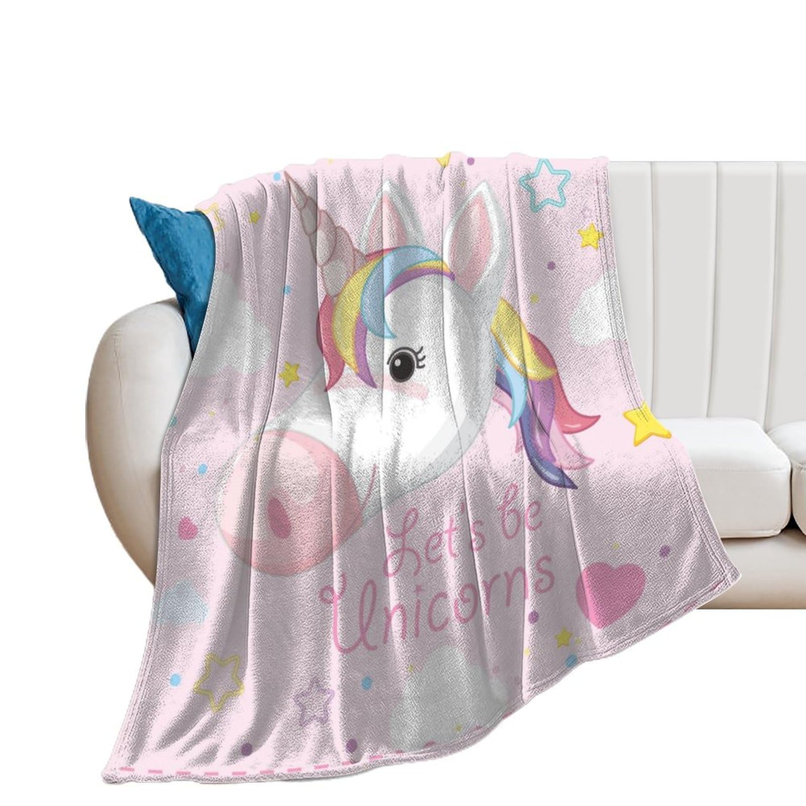 Couverture polaire licorne blanche plaid flanelle chaude jeté canapé 150x200