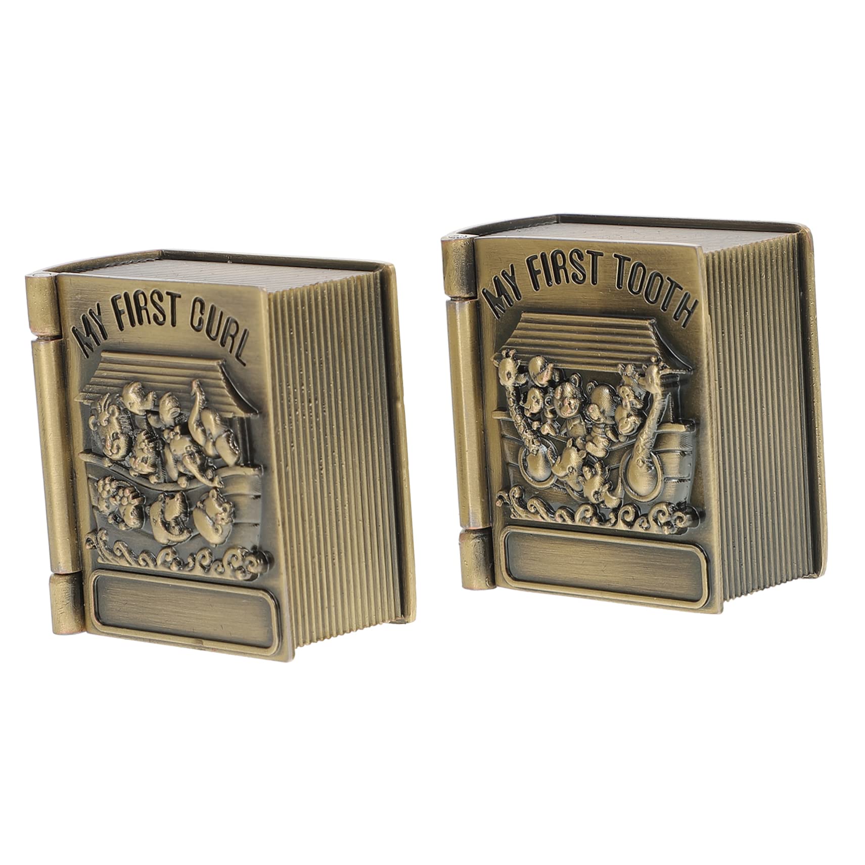 Toddmomy Unique Baby Tooth and Hair Keepsake Box 2 Pieces Metal Storage Cases for Boys and Girls Baby's Growth