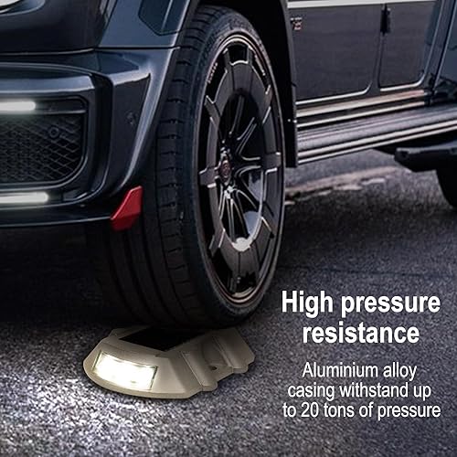 Miniatura 3 de Luces solares para terraza y entrada, paquete de 8, luces LED de advertencia impermeables para exteriores para camino y patio (blanco brillante)