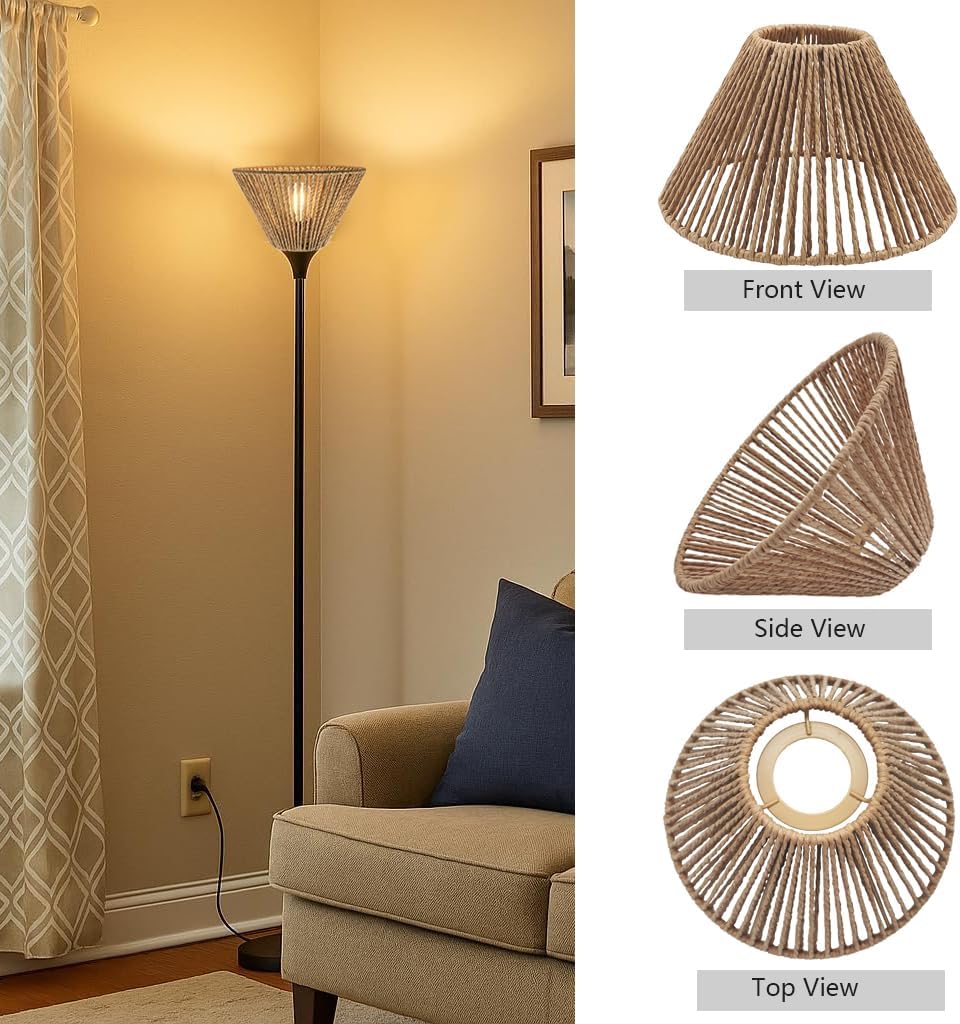 Ø7.87" x H4.72" 3x Boho Rattan Pendant Lamp Replacement Shade Ceiling Fan Light Bulb Covers Light Shades for Hanging Light Fixtures Shades Only Farmhouse Wicker Woven Lampshade