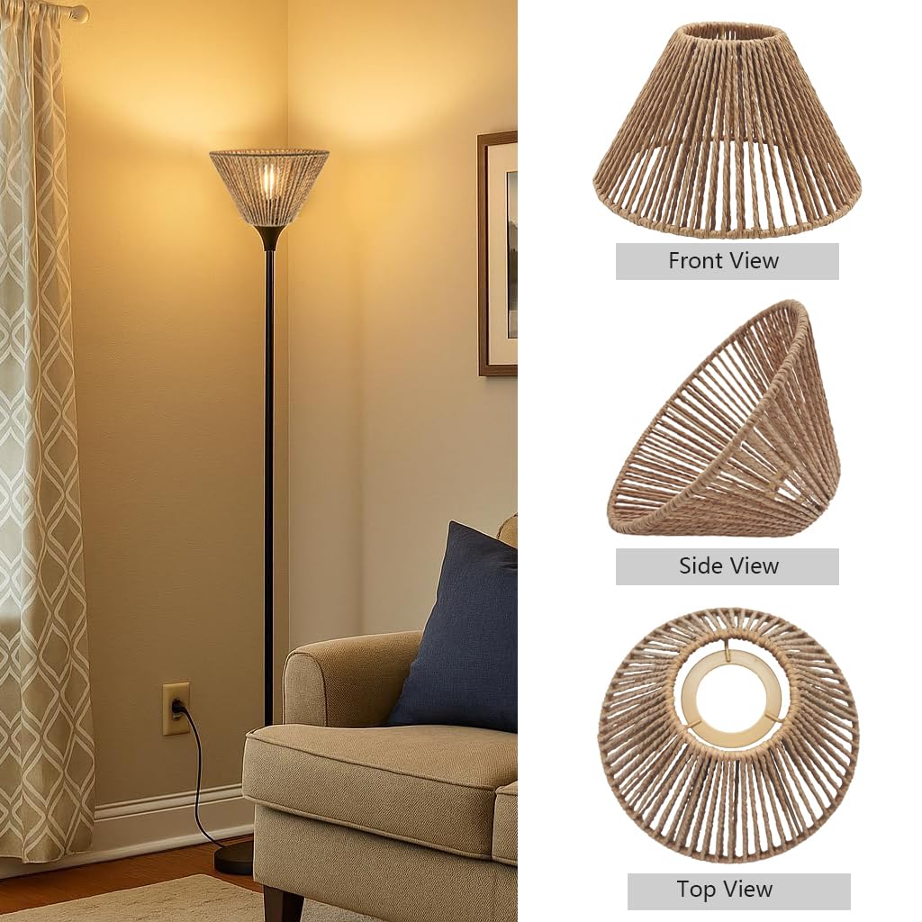 Confezione da 3 paralumi boho in rattan – paralume a cesto per lampada a sospensione con portalampada E27 – cesto lampada – 20 cm