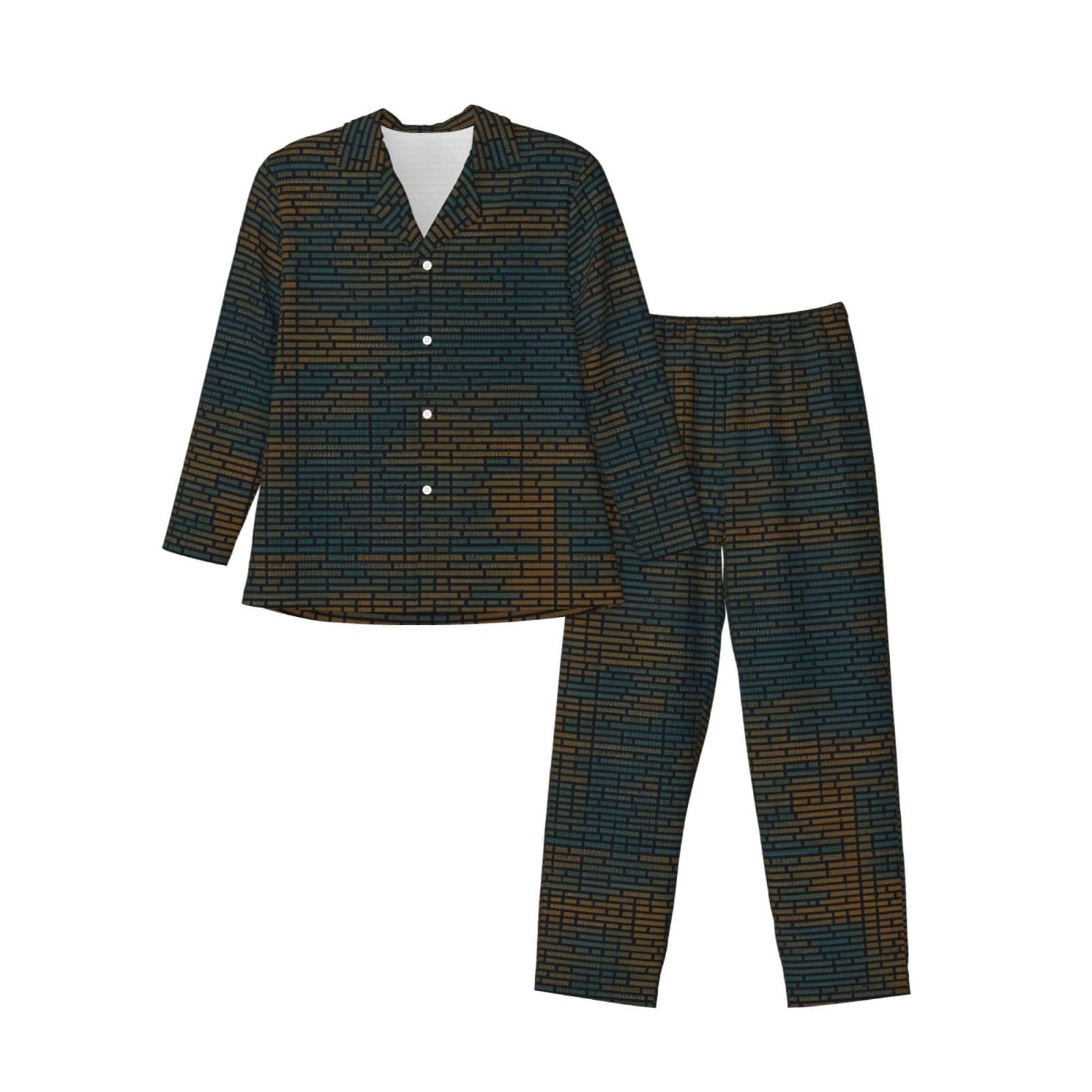 Programmazione Codice 1 Stampa Uomo Manica Lunga Pigiama Set Pigiameria Due Pezzi Casa Viaggio Outfit Lounge Pantaloni