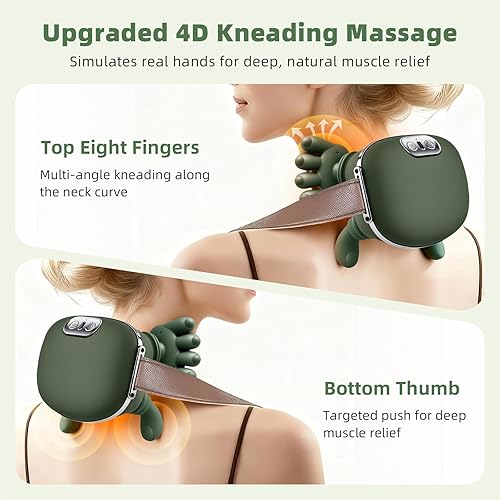 Miniatura 3 de Masajeador de cuello Masajeador portátil Shiatsu de cuello y espalda, masaje eléctrico de hombros biónico para aliviar el dolor, masaje de