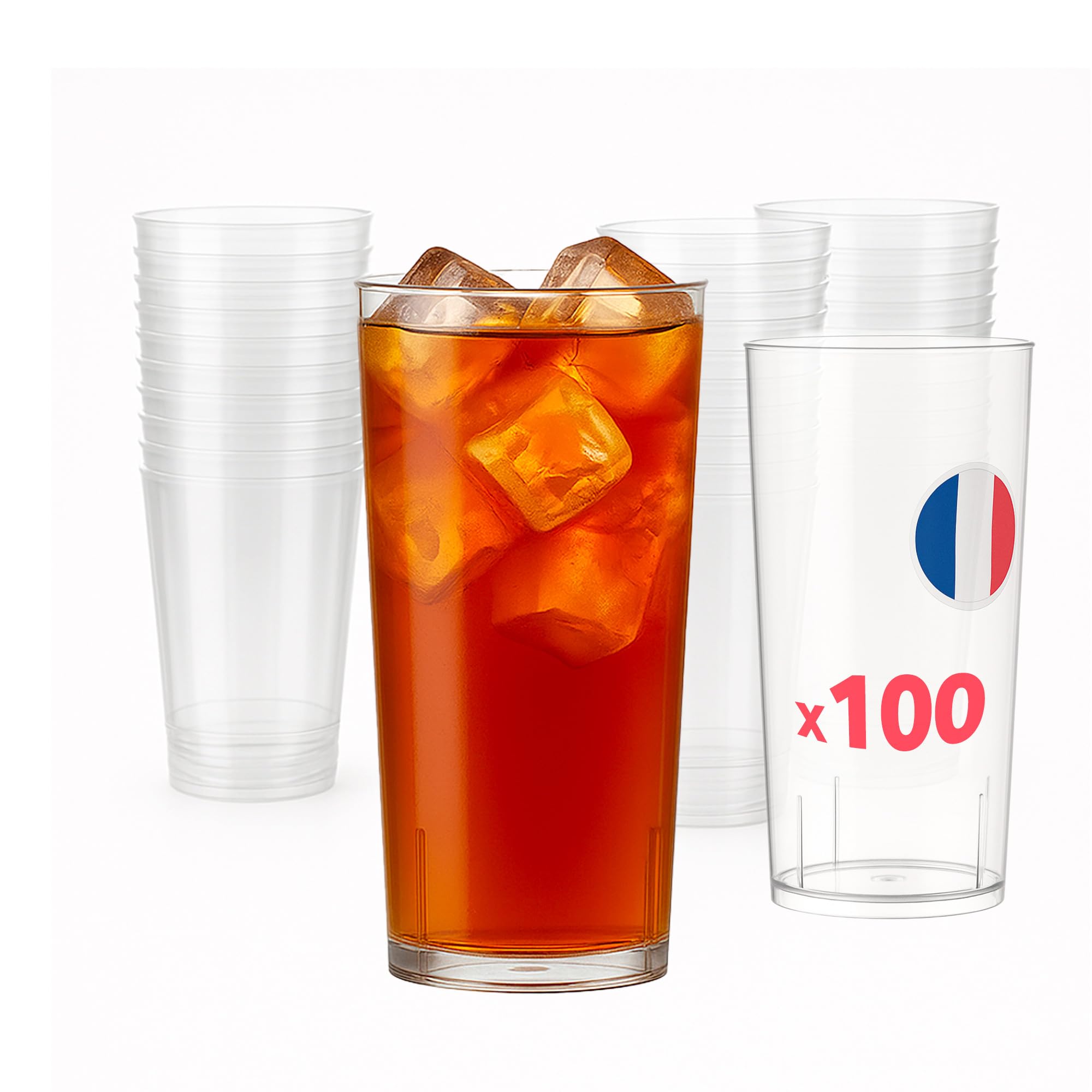 Table'Colors 100 Verres Tube 30 cl Lavables et Réutilisables - Fabriquée en France - Parfaits pour Cocktails et Apéritifs - Jus d'orange - Soda - Pastis