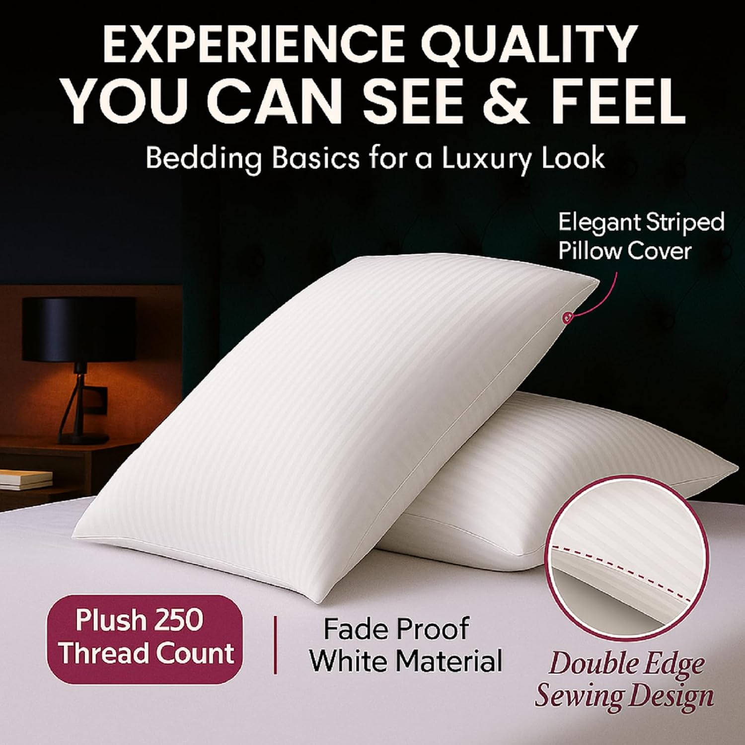 Hotel Quality Cooling Luxury Pillow for Sleeping, Soft & Fluffy, Retains Shape, Breathable Cover, for Back, Stomach & Side Sleepers (Pack of 1,King-20" x 36")