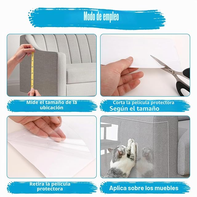 Foto 7 de 7 de CIOXSOIO Protector Sofa Gatos Arañazo, 30 * 500cm Protector Puertas arañazos Perro