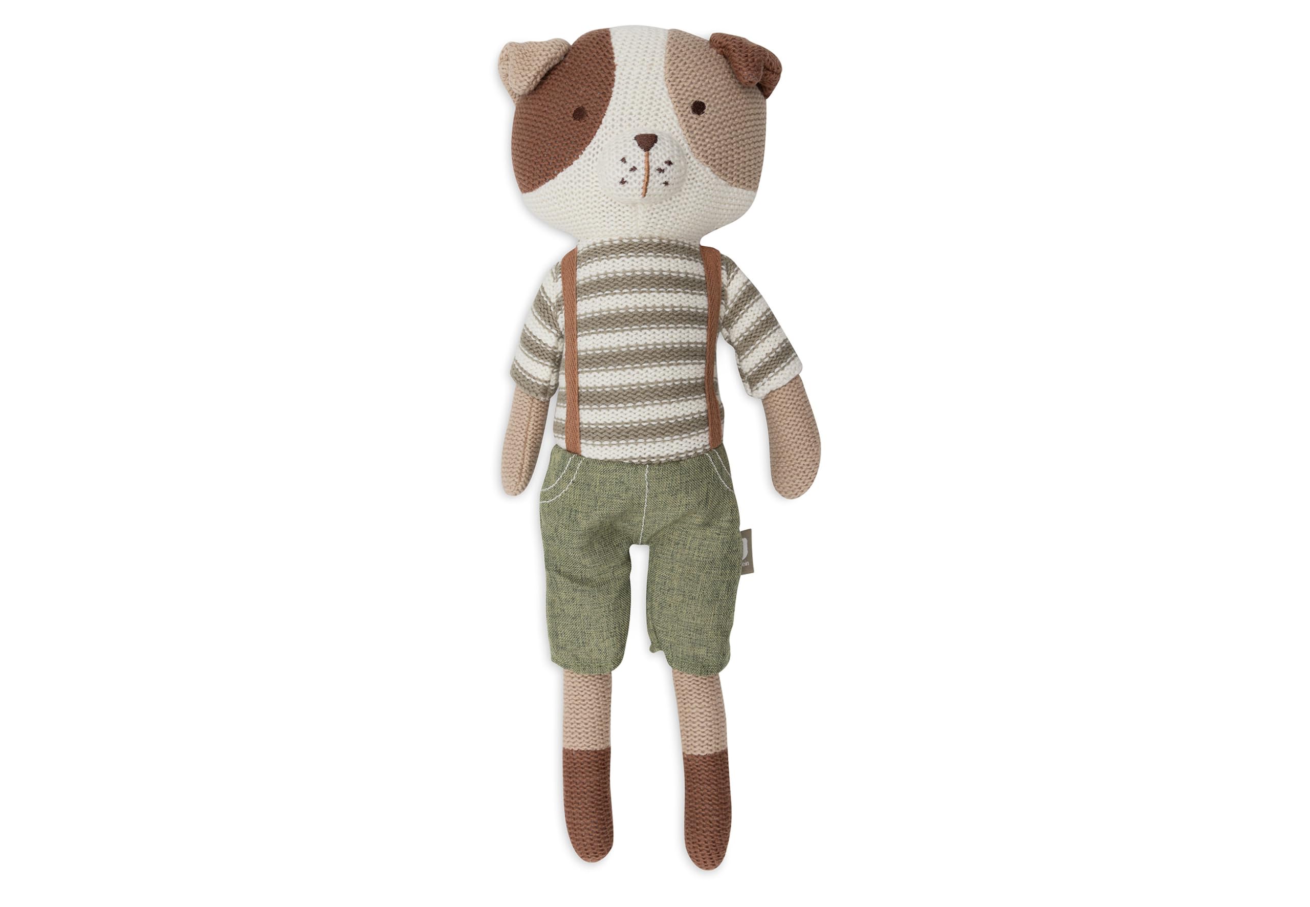 Jollein Cuddly Toy Dog Mick, Knitted, 30 cm, Soft Toy with Dungarees, Hand Washable, Soft Toy for Babies and Children - Image 3