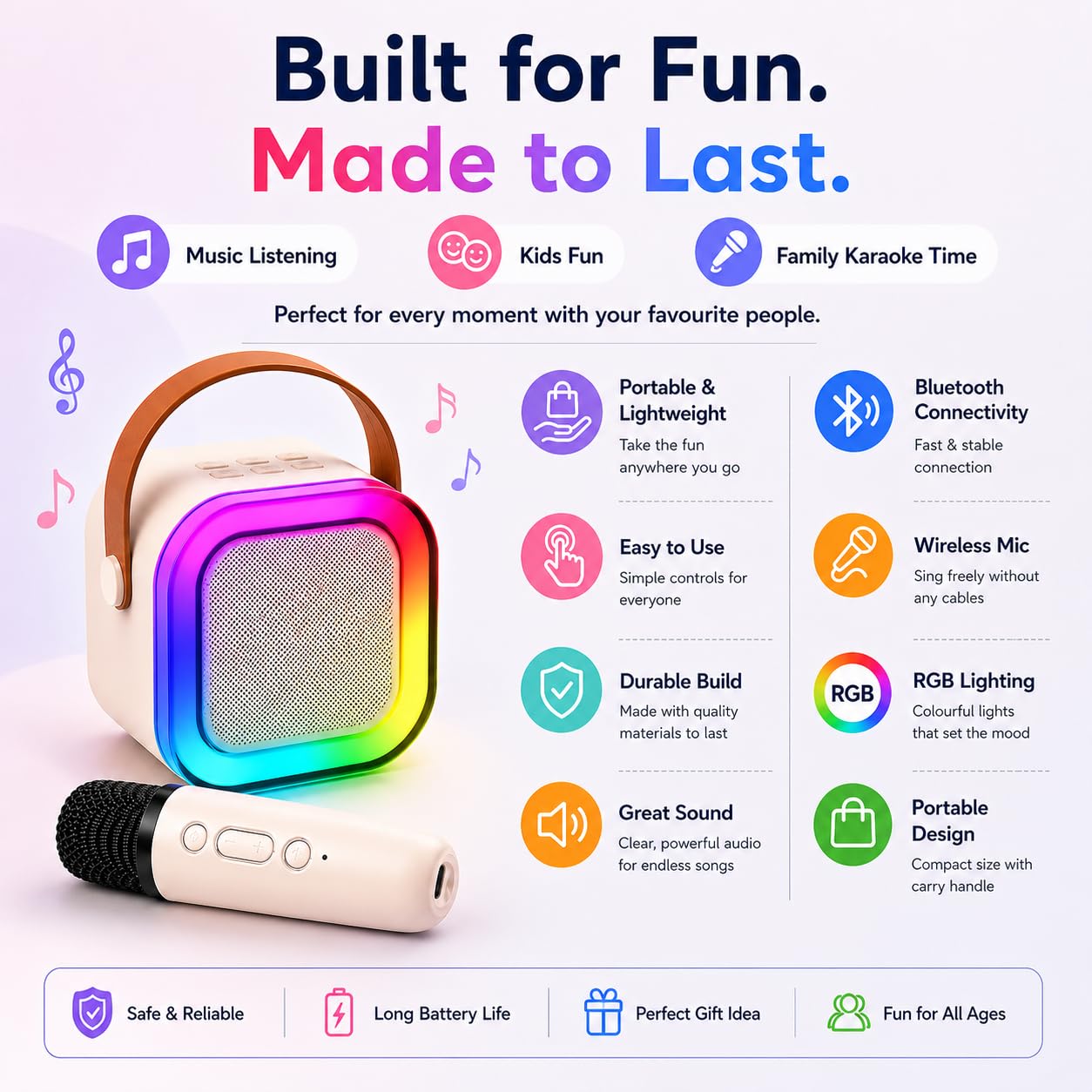 Goyal’s Karaoke Speaker: Portable Bluetooth Mic with Lights -6
