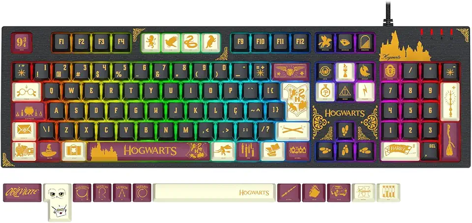 Teclado Mecânico Gamer Redragon Harry Potter Amsa Hogwart’s Special Edition RGB Switch Marrom ABNT2 HP-592 RGB