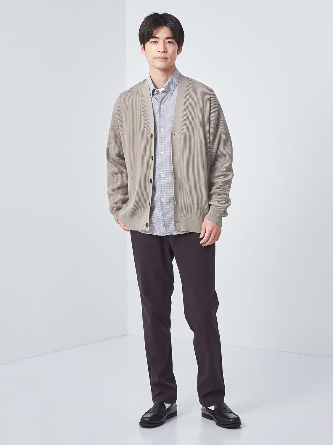 [ユナイテッドアローズ グリーンレーベル リラクシング] コットン アゼ Vネック カーディガン 32281410513