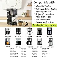 Vista 2 de Filtros de café reutilizables de cono #4 de cesta de repuesto para máquinas de café Cuisinart (2 filtros reutilizables)