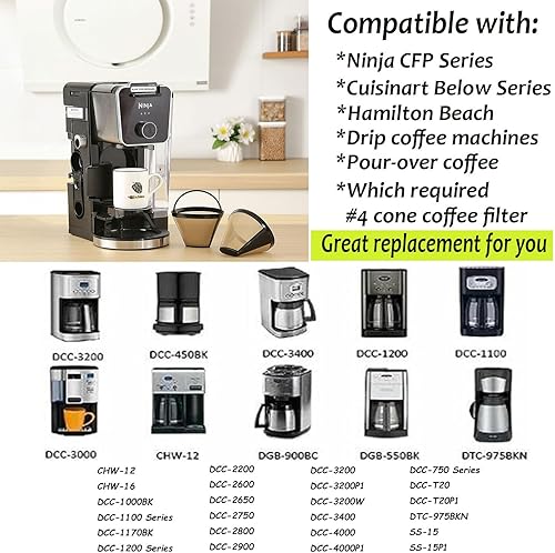 Miniatura 2 de Filtros de café reutilizables #4 cono de repuesto para cafeteras Cuisinart (2 filtros reutilizables)