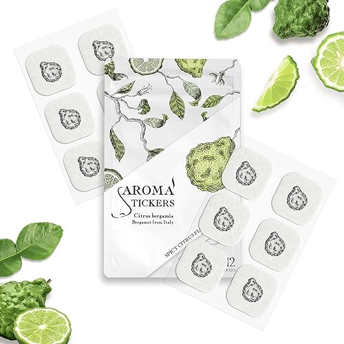 (Bergamota, paquete de 1  100 % natural de aceite esencial perfumado para máscara facial y almohada (12 calcomaníasunidad)  Parche de máscara