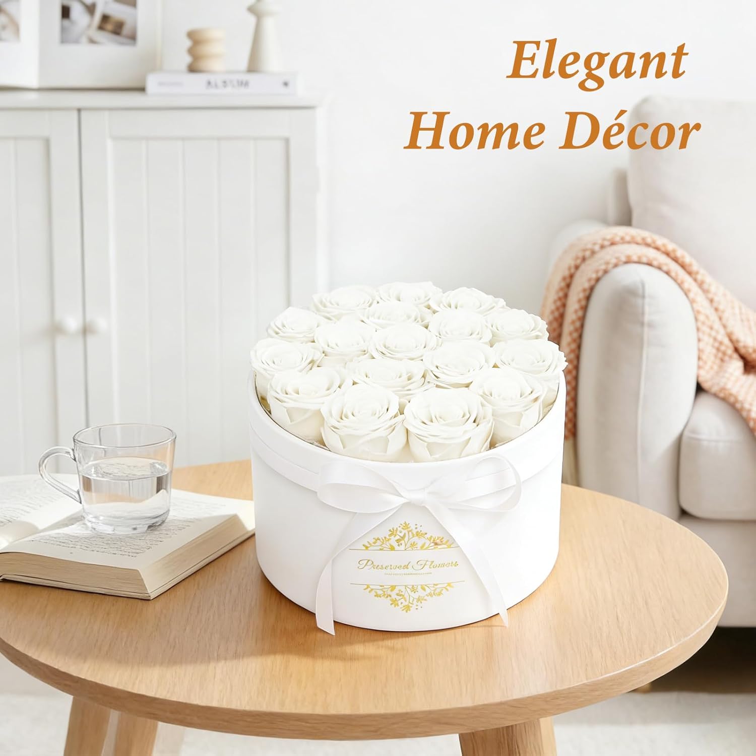 17 Forever Flowers in a Luxury Suede Box, Preserved Roses Birthday Gifts for Women, Romantic Anniversary Valentines Day Gifts for Her Girlfriend Wife, White - Image 4