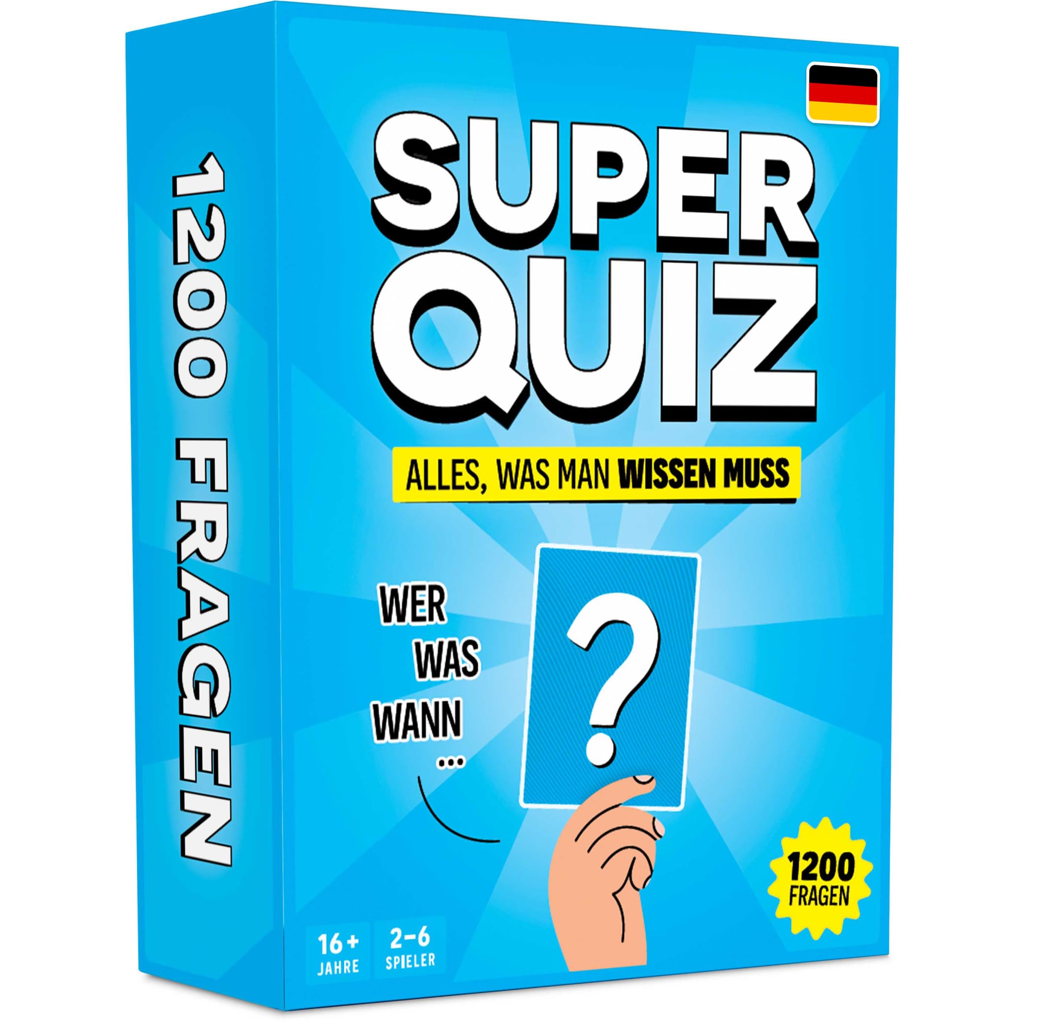 Super Quiz - Deutsche Version - Trivial Gesellschaftsspiele für Erwachsene mit 1200 Fragen - Brettspiele mit Quizkarten - Wissensspiel für Familie mit Teenagern - Party Spiele für Ostern