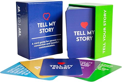 Juego de cartas Tell My Story: 100 tarjetas de conversación para padres y adolescentes para apoyar la salud mental de los jóvenes, fomenta la