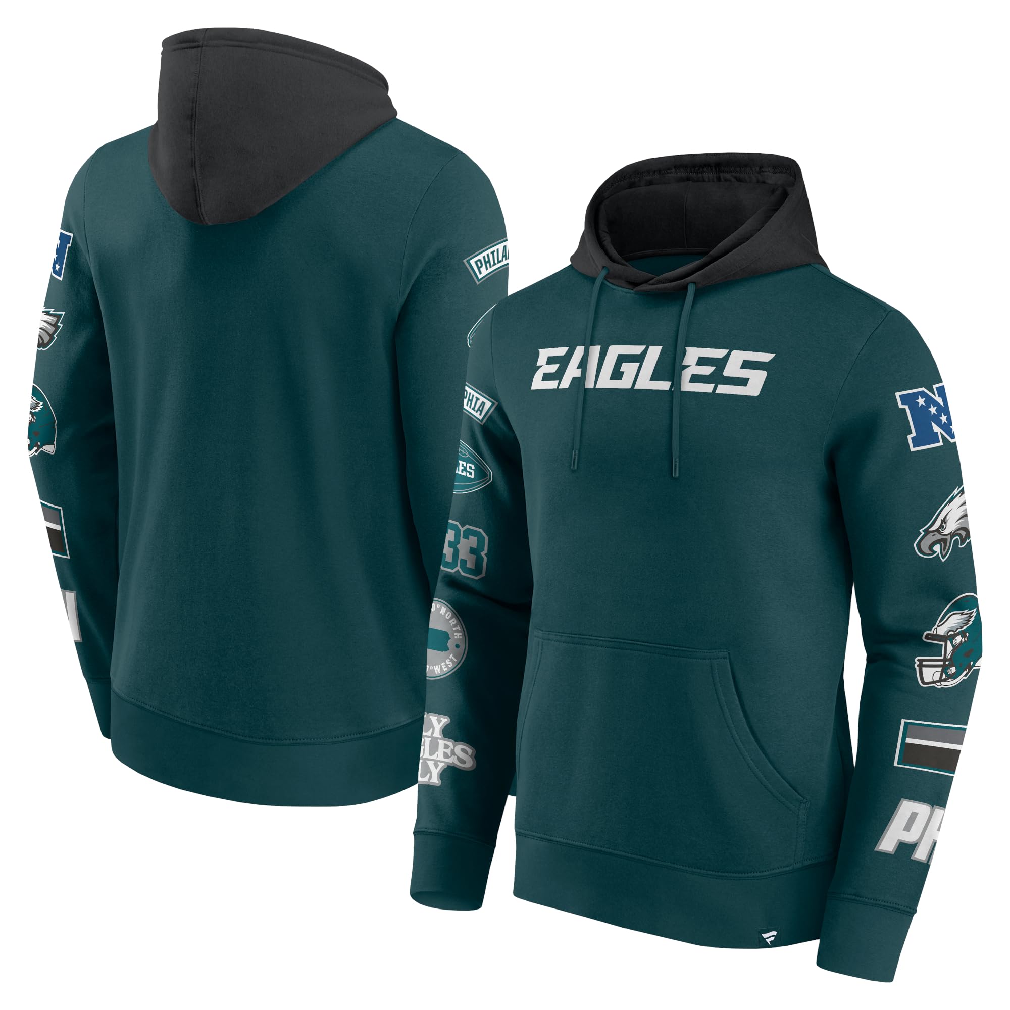 Fanatics Men's Forest Green Philadelphia Eagles Nfl Sleeve Prints Hoody - 3XL