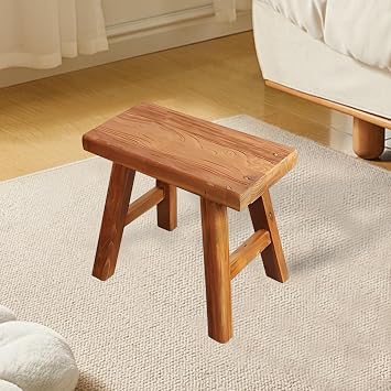 19.68" Farmhouse Wood Bench Indoor,Vintage Noodle Narrow Bench for Entryway Slim,Skinny Solid Wooden Dining Benches for Table,Natural Long Shoe Bench for Living Room,Front Door,End of Bed