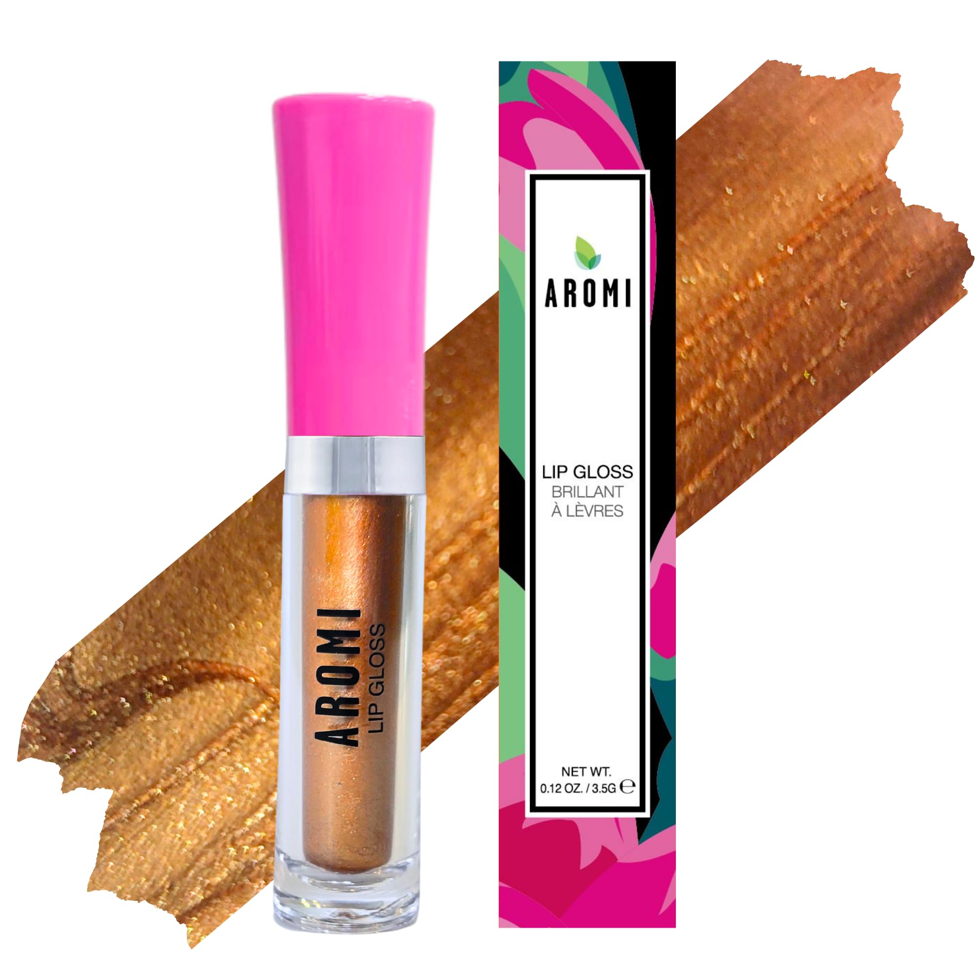 Aromi Gold Metallic Lip Gloss High-Shine Moisturizing Bronze Yellow Glossy Lip Oil for Women Vegan Cruelty-free Gold Star
