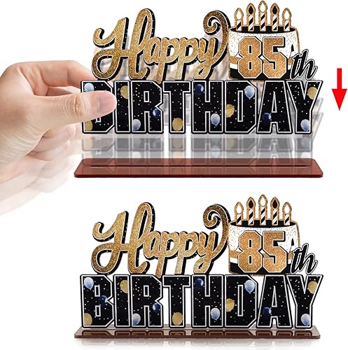 Miniatura 3 de LINGTEER Juego de centros de mesa de acrílico dorado de 85 años, decoración de regalo de fiesta de cumpleaños 85
