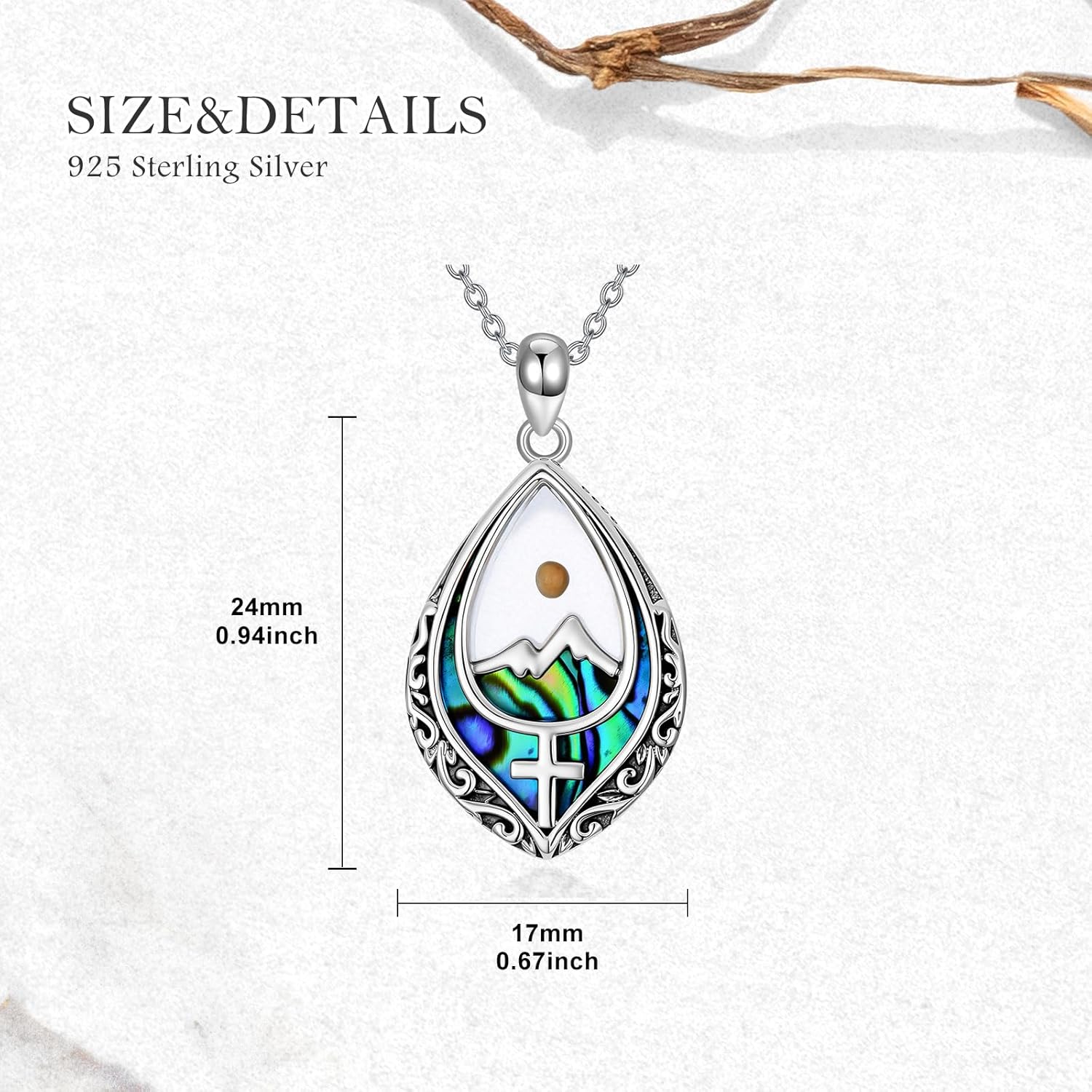 AOBOCO Mustard Seed Cross Necklace 925 Sterling Silver Faith Mountain Pendant Necklace Teardrop Christian Religious Jewelry for Women - Image 4