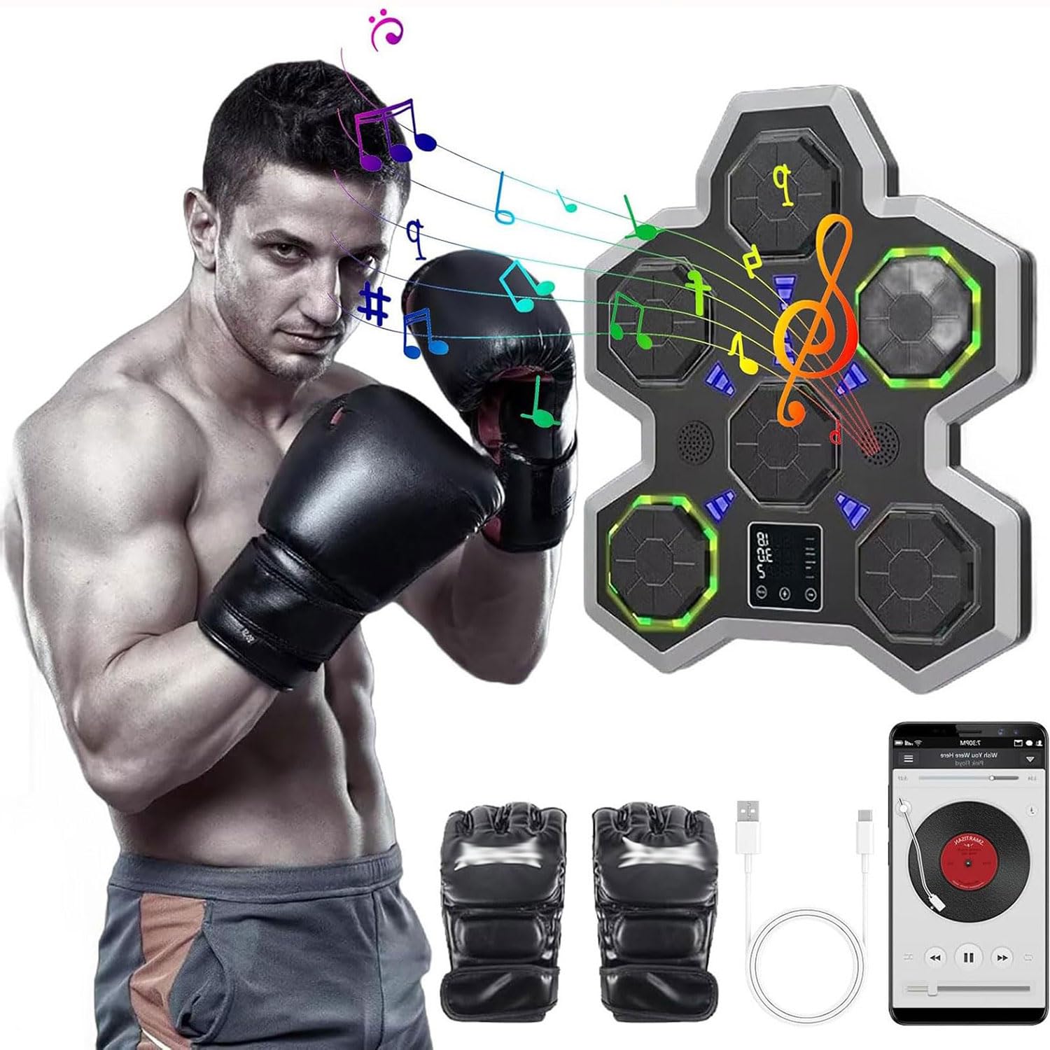 Machine de boxe murale avec lumières LED pour évacuer le stress à la maison