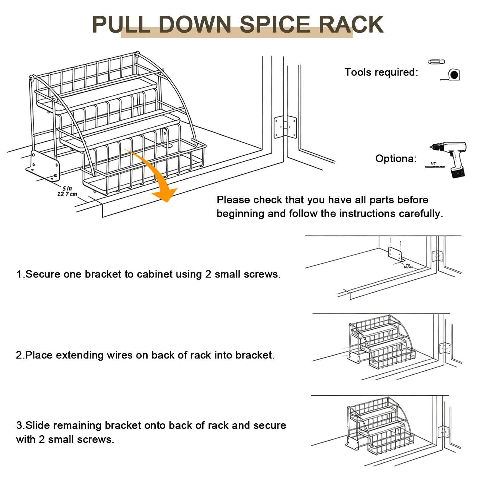 Ausziehbarer Schrank-Organizer, 3-stufig Ausziehbarer Gewürzregal für Küchenschrank für Hängeschrank, Multifunktionales Heben Pull-Down-Regal-Schrank-Organizer Platzsparend