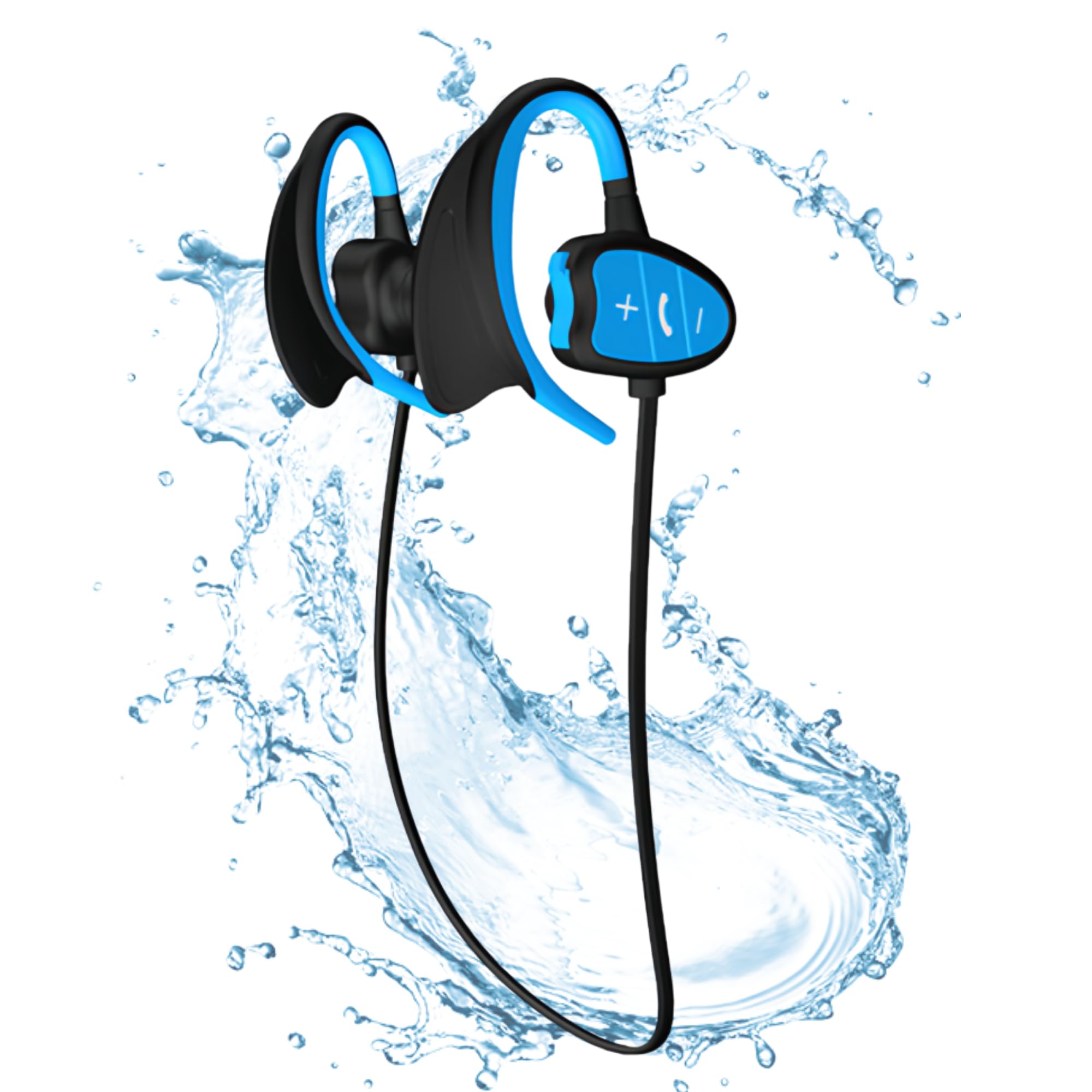 Bewinner Casque de Natation Bluetooth Étanche IPX8 avec Réduction du Bruit et Invite Vocale pour Surf et Plongée – Casque sous-Marin sans Fil en Bleu