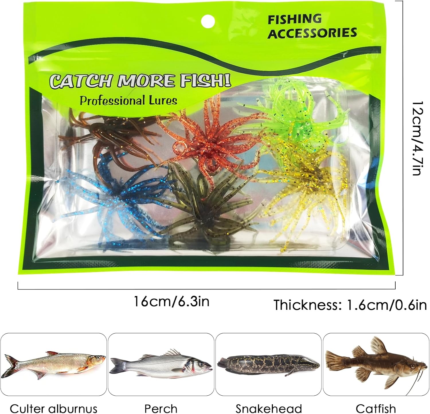 6 Pcs Soft Urchin Lures Fishing Saltwater Slow Floating Lures for Bass Trout Crappie
