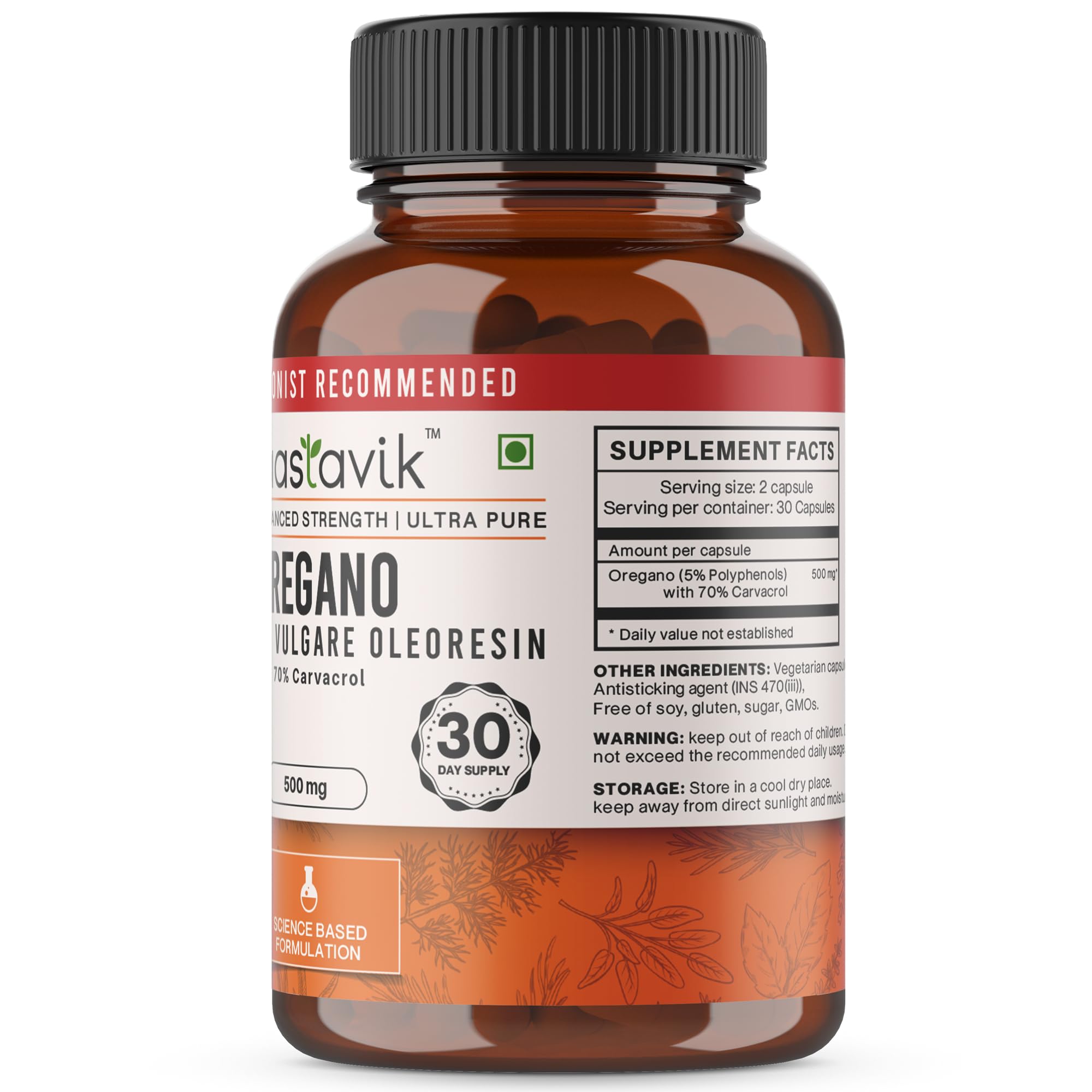 Vaastavik Oregano Capsules 60 Veg | 70% Carvacrol Extract | Herbal Supplement 1