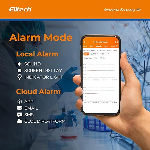 Miniatura 3 de Elitech Registrador de datos digital en tiempo real WiFi 5G2.4G, diversas sondas reemplazables (se venden por separado), 100000 puntos,