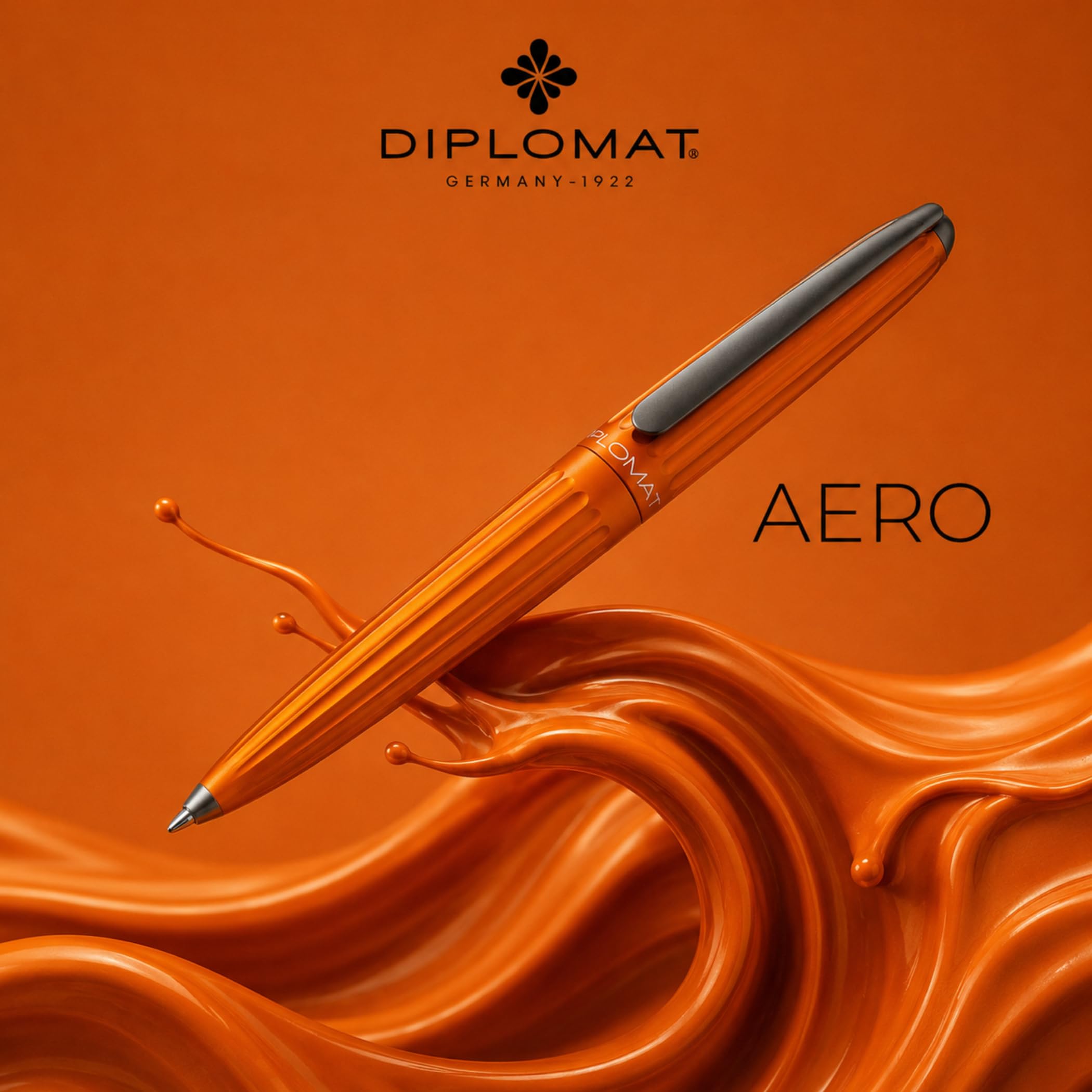 DIPLOMAT - Stylo Bille Aero - Orange - Résistant et Élégant - Simple & Confortable - Allure Dynamique - Anti-Rayures - Savoir Faire Traditionnel - Garantie 5 Ans - D40302040