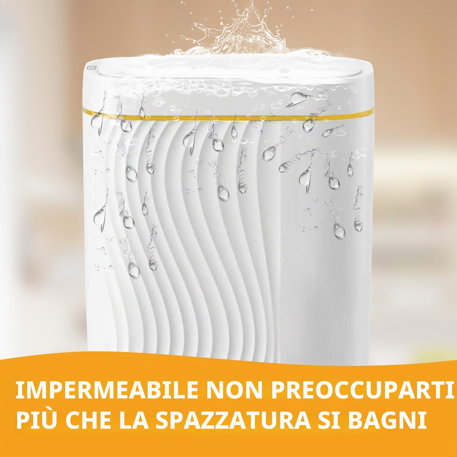 MeYuxg Pattumiera Bagno, 8L Cestino a Sensore Intelligente con Coperchio, Piccolo Impermeabile, Pattumiera con Sensore di Movimento, Bidoncino Bagno, Arredo Bagno (Phnom Penh Bianco)