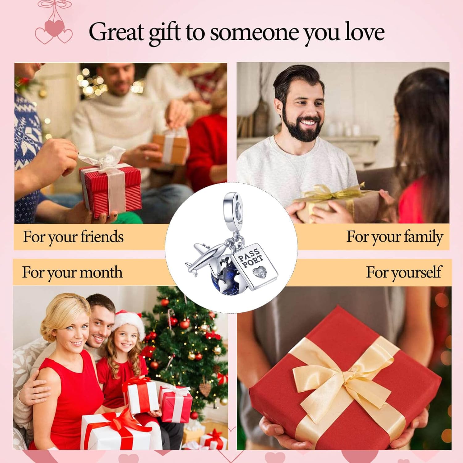 VALGACLS Mom Wife Daughter Love Heart Wedding Rings Charms 925 Sterling Silver Charms for Bracelets Necklace Valentine's Day Mother's Day Jewelry Charm for Women - Image 6