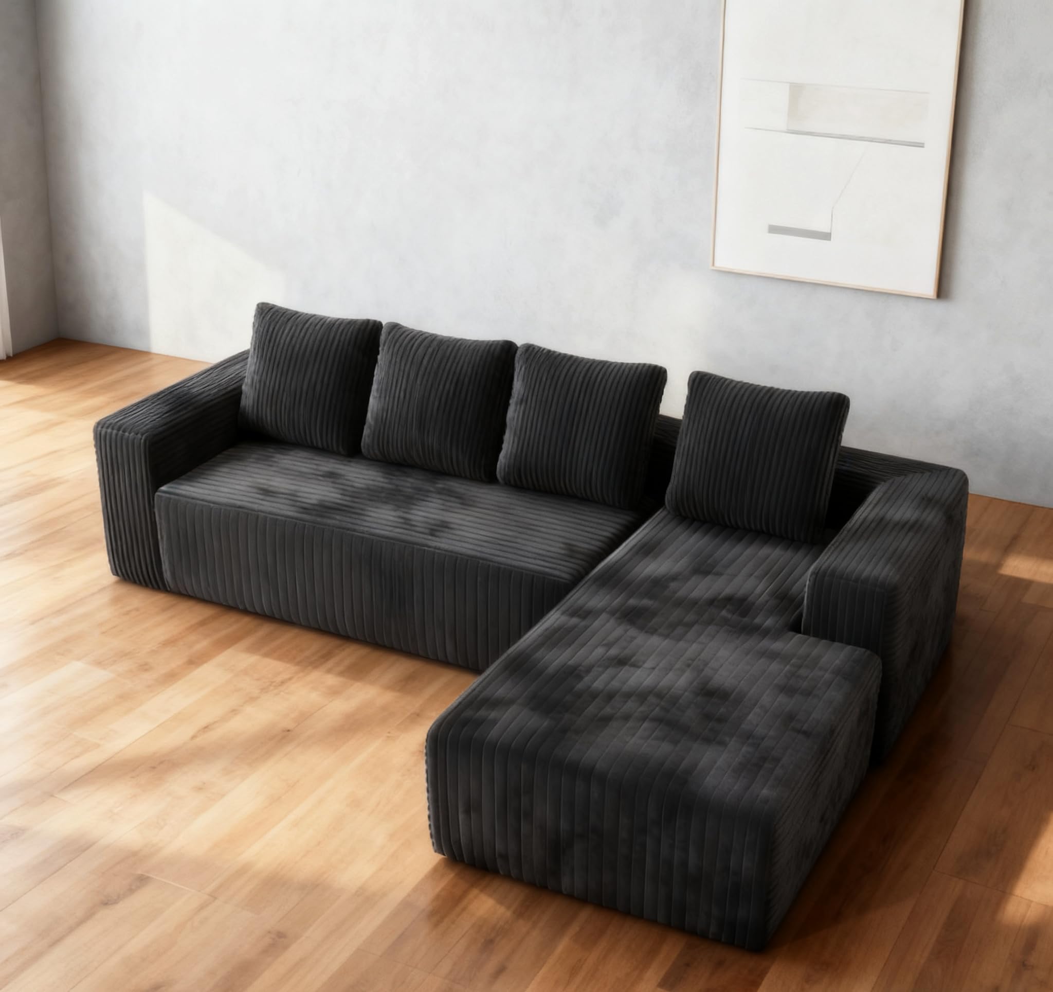 KEIKI Cloud Modular Sectional Sofa with L Shape Chaise, Right Facing Lounge Configuration for Living Space