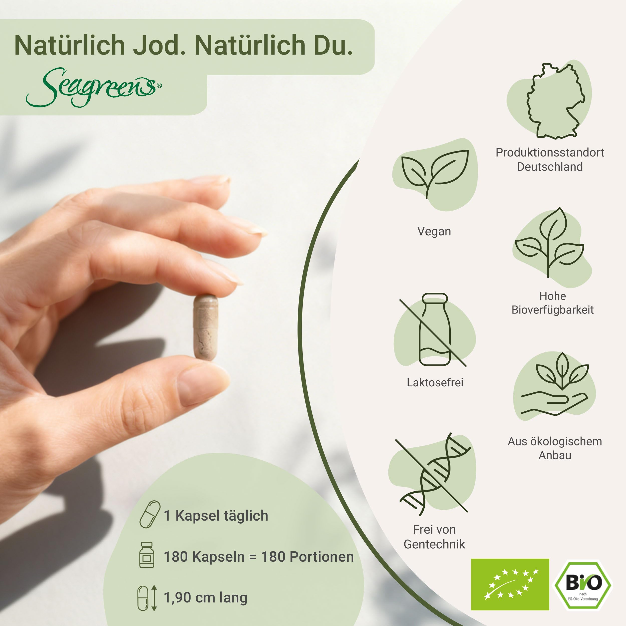 for you jod Bio 360 Kapseln - hochdosierte Jodkapseln aus Bio-Braunalgen von Seagreens® - aus biologischer Wildsammlung, nachhaltig geerntet - vegane Kapseln mit je 256µg Jod