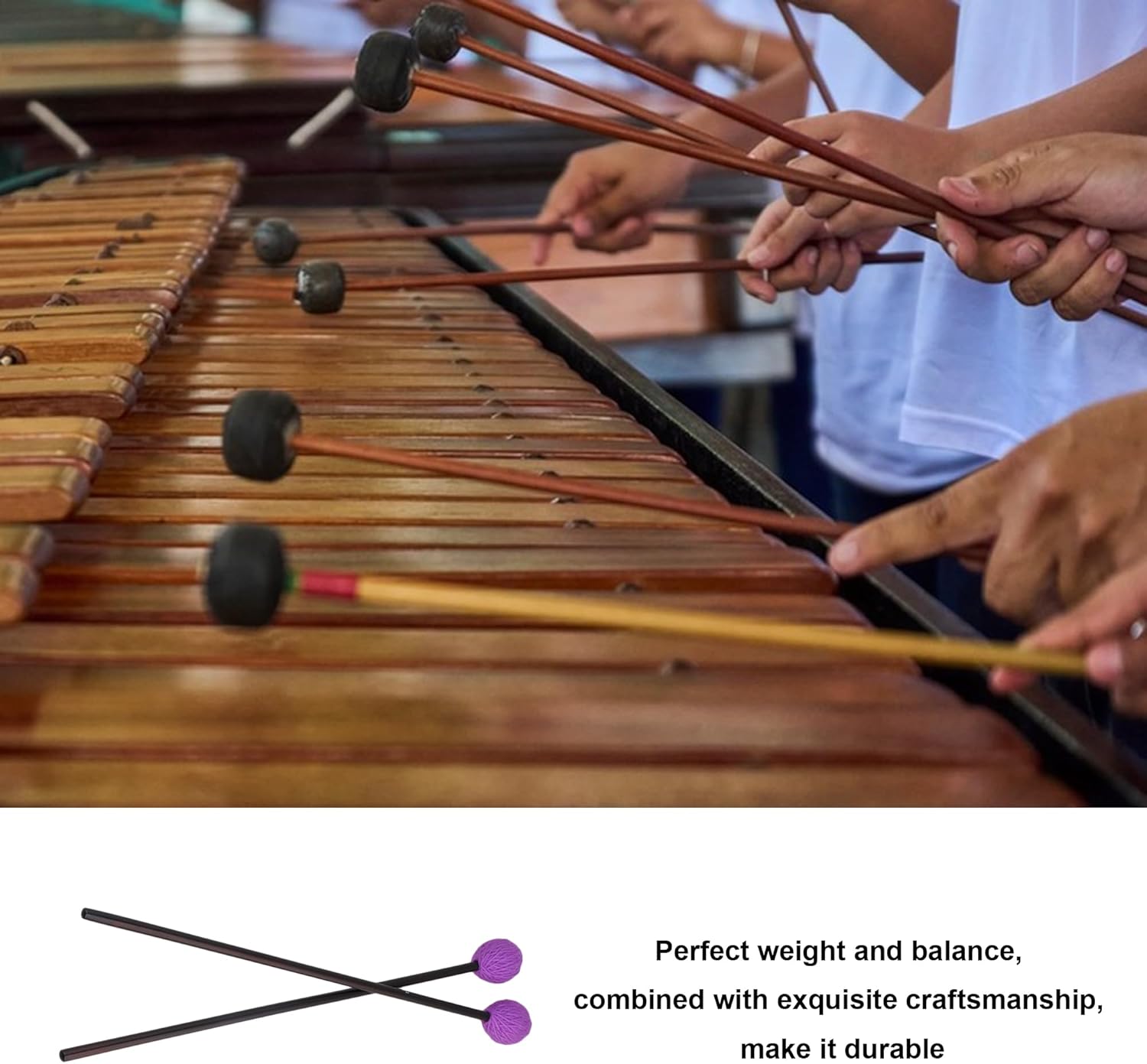 Mxfans 2 Set Soft Yarn Head Marimba Mallets 40mm Purple 16.77 Inch L for Beginner