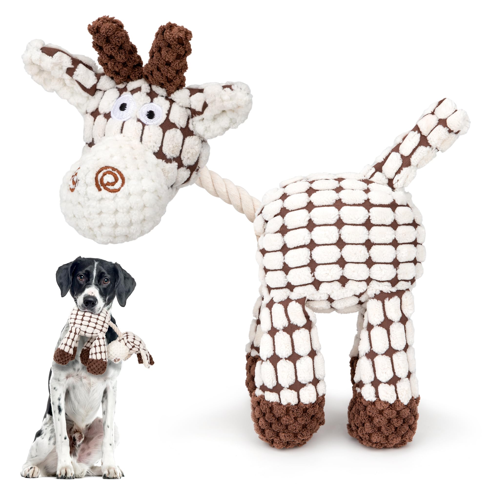 YSQEVN Juguete de Peluche para Perros Juguete Interactivo de Morder Sonido Masticable Regalos Resistente a Las Mordeduras para Pequeños Medianos Grandes Cachorros Suave Algodón Blanco