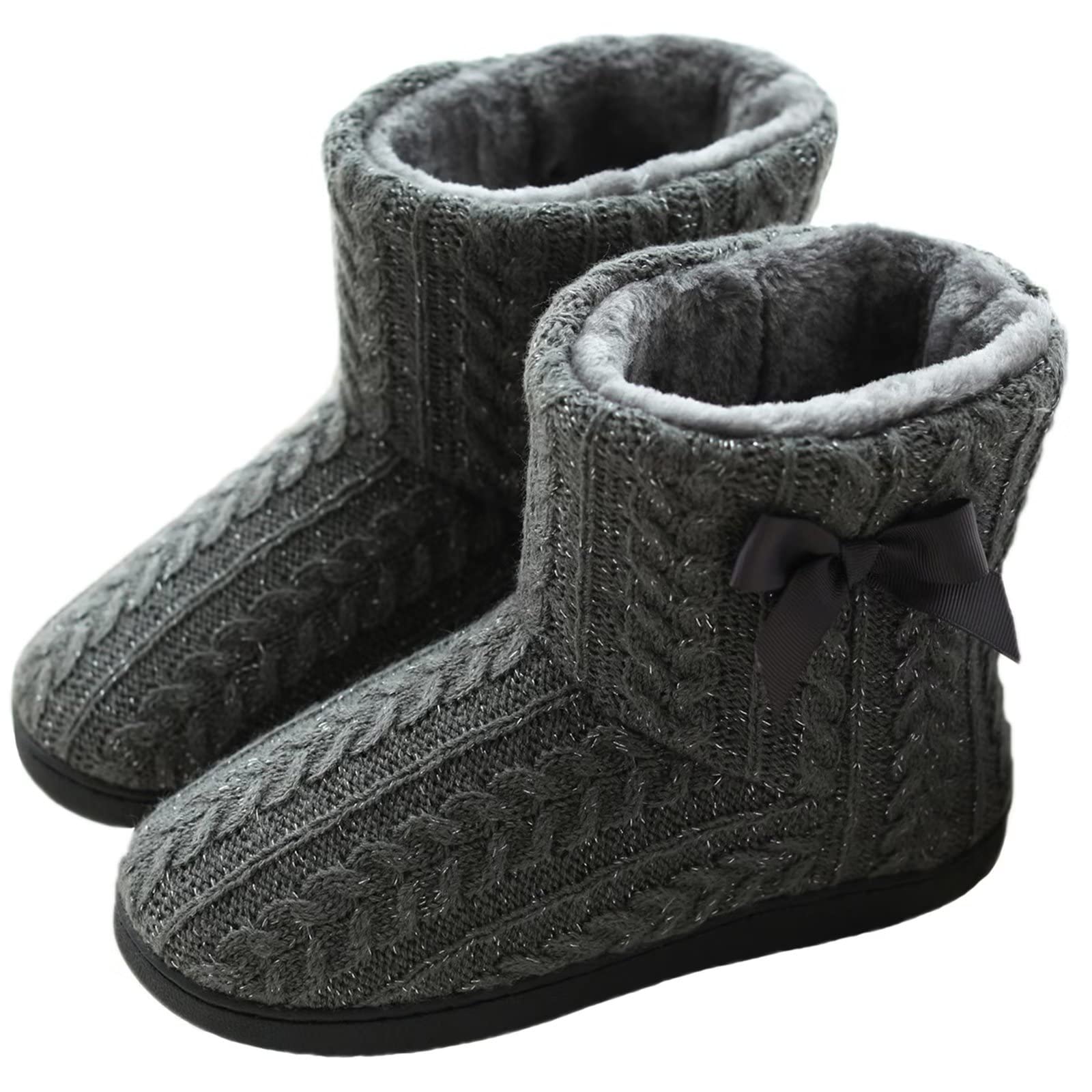 BUGUKI Knit Plush Lining Winter House Shoes