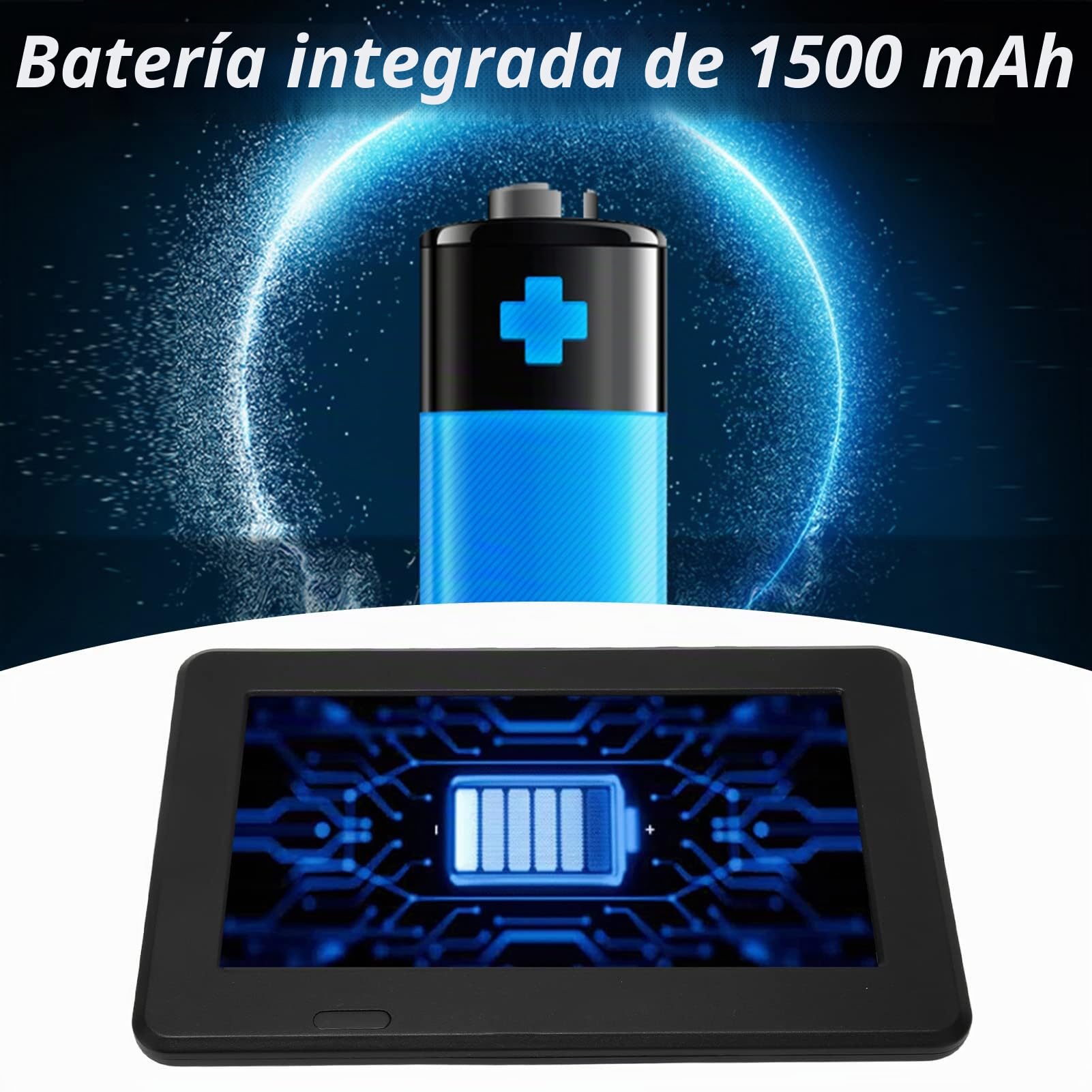 TV con Batería Recargable de 7 Pulgadas, Reproductor de Video de Televisión con Batería Incorporada de 1500 Mah TV LED Portátil Compatible con Control Remoto, MKV, MOV, AVI, WMV,