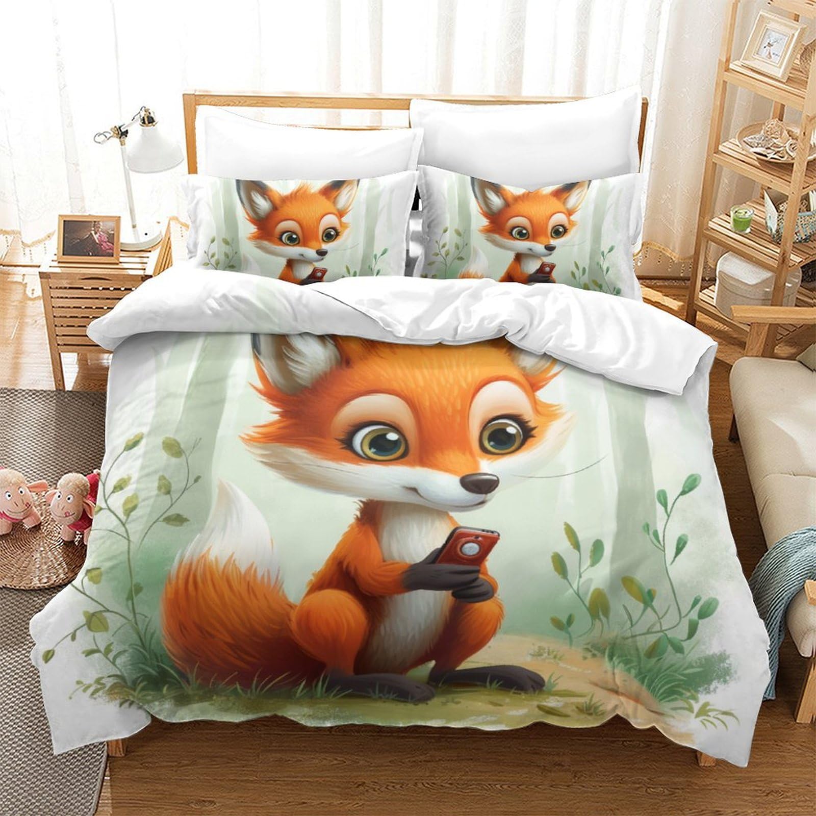 Housse de couette 3 pièces renard King résolvant le problème des draps rêches