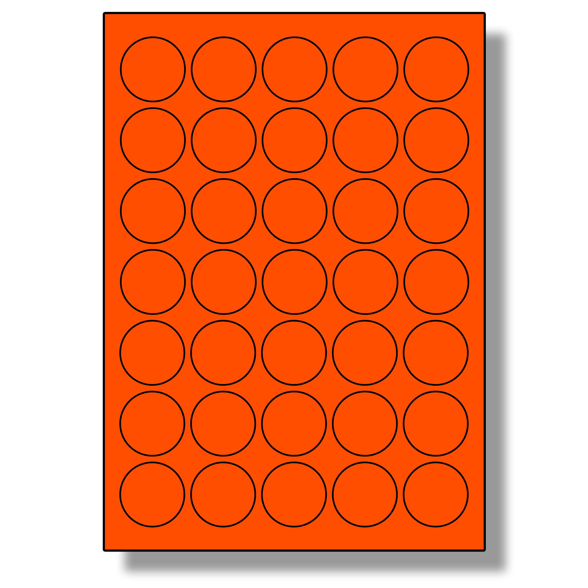 Label Planet® 35 Per Sheet, 250 Sheets (8750 Round Tomato RED Labels). Round Coloured Paper Labels, 37mm Diameter, LP35/37R C. — image 1