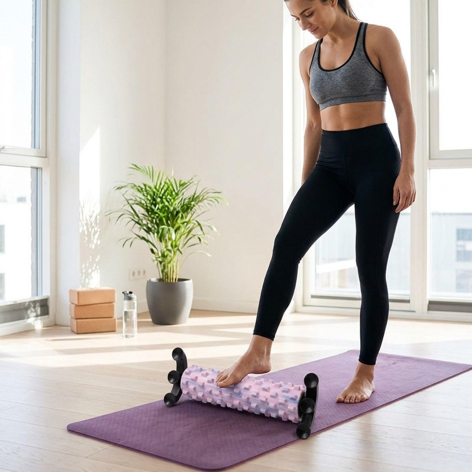 Schaumstoff Massagerolle mit Stütze für Tiefe Muskelmassage für Frauen, Leicht, Konturiert, Ideal für Fitnessübungen, Bunt