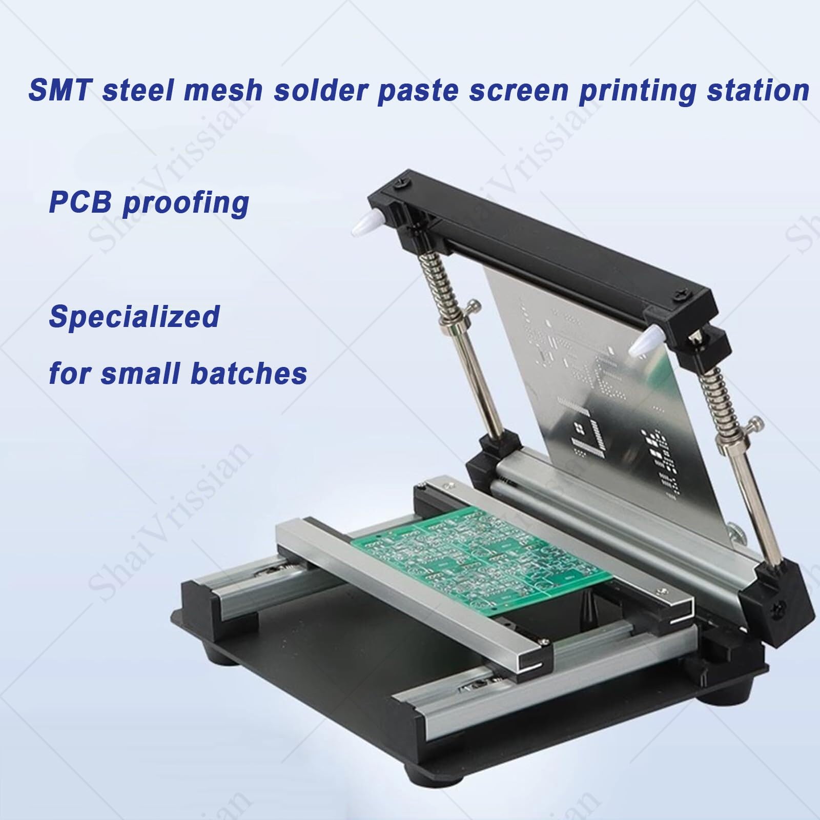 Impresora de pasta de soldadura de malla de acero, impresión de precisión para producción de lotes pequeños, mesa de pasta de soldadura manual de 20 x 20 pulgadas