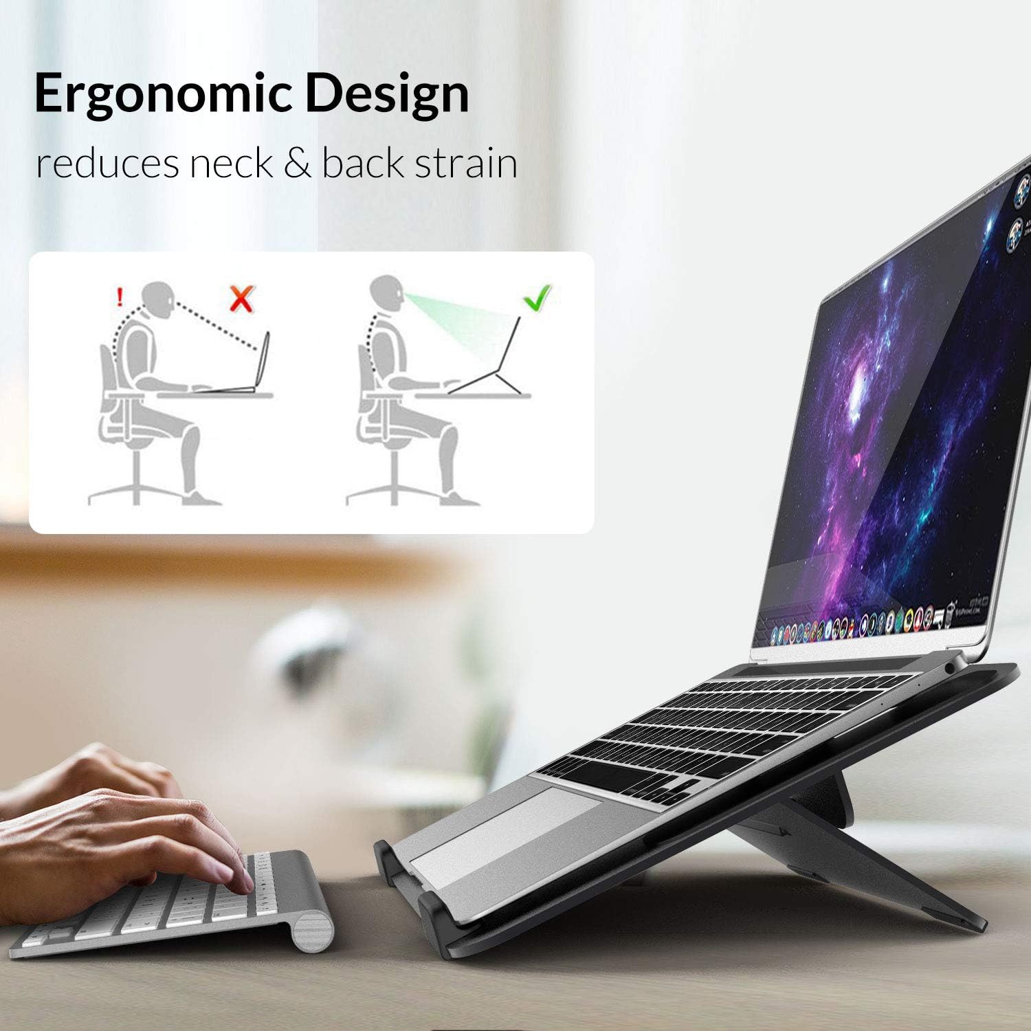 Avantree YS104 – Adjustable Aluminum Laptop Cooling Stand for Desk, Portable Holder for iPad, Tablet & Book, Foldable Ergonomic Riser Compatible with 9.7–16” Laptops including MacBook, Dell, HP & More