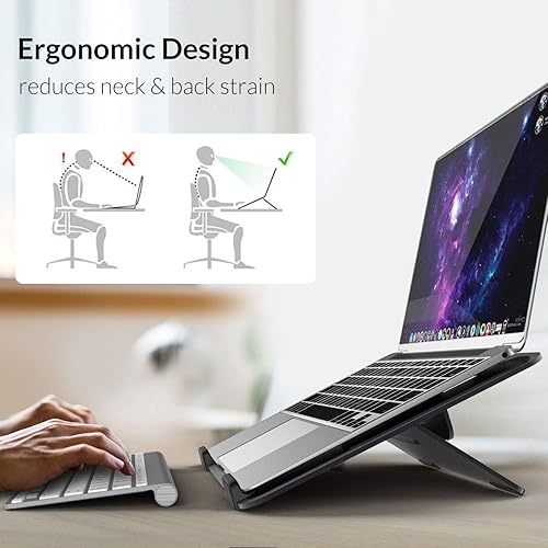 Miniatura 4 de Avantree YS104 - Soporte de refrigeración ajustable de aluminio para computadora portátil, soporte portátil para iPad, tableta y libro, elevador