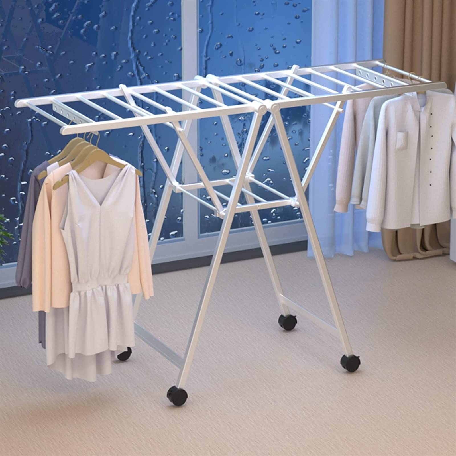 Buy Tall Metal Foldable Laundry Clothes Drying Rack Stand, Clothes